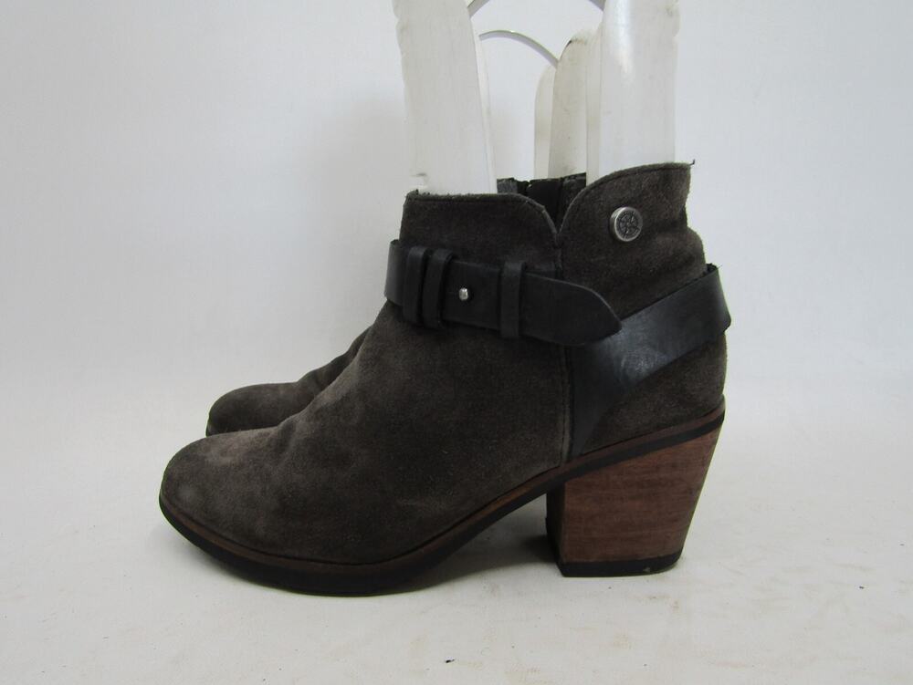 Bussola Womens Size 38 EUR Gray Suede Buckle Zip Ankle Fashion Boots Bootie